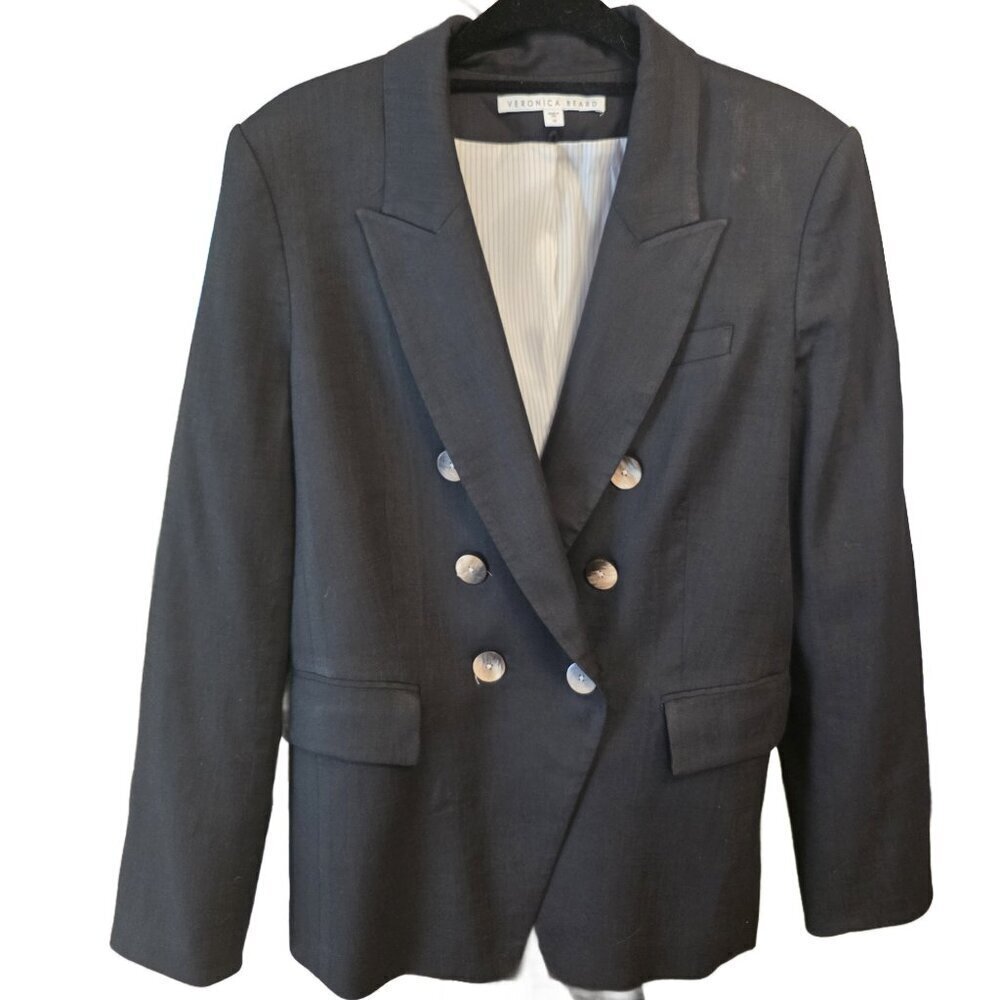 Veronica Beard Black GAYA Linen Blend Dickey Jacket - sz16